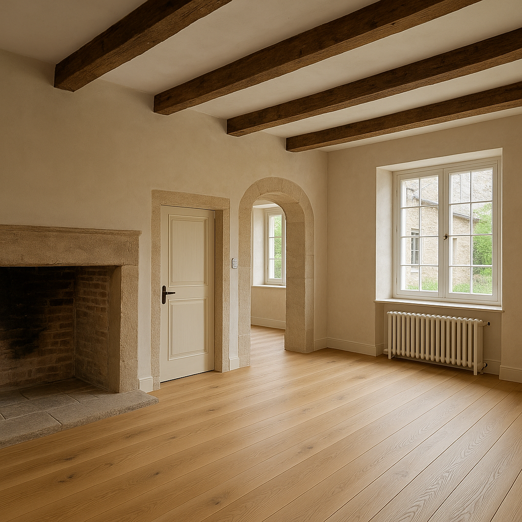 Rénovation d’une maison ancienne : budget à prévoir poste par poste 4 Intérieur rénové d’une maison ancienne en France