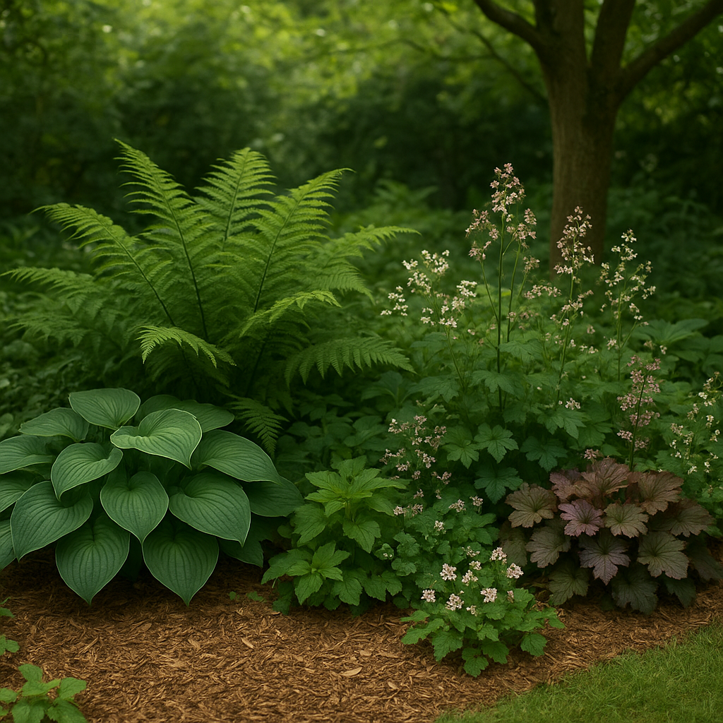 Massif de plantes vivaces pour jardin ombragé