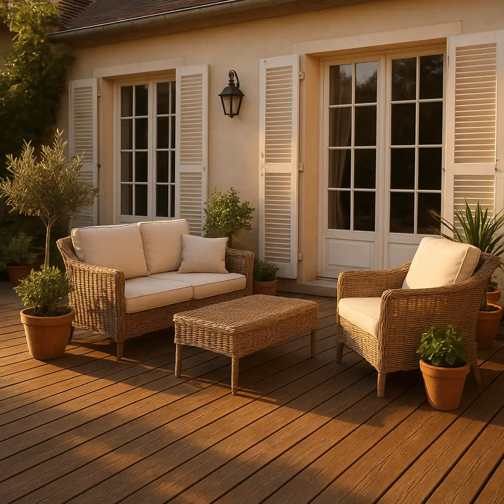 Terrasse en bois chaleureuse et conviviale