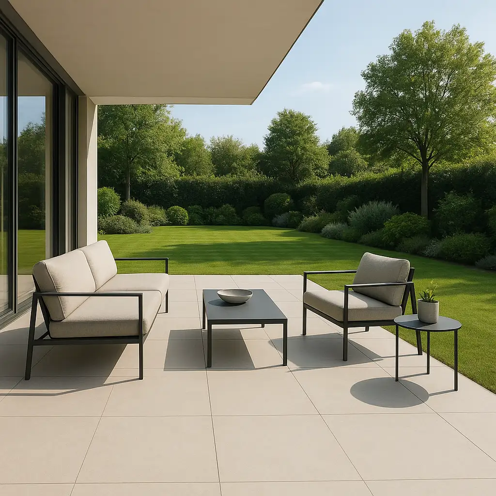 Terrasse en grès cérame moderne et facile à vivre