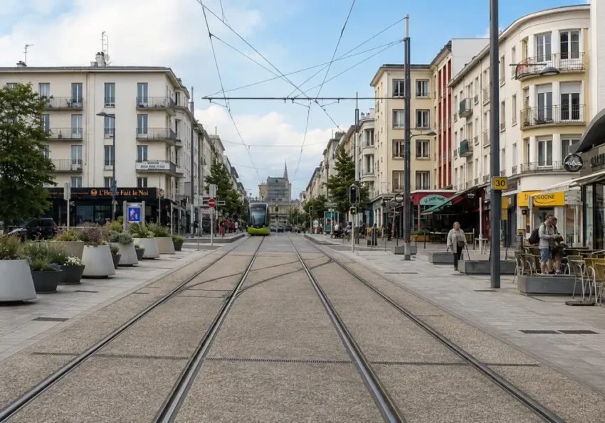 Salon lumineux et moderne avec vue sur un quartier résidentiel de Brest